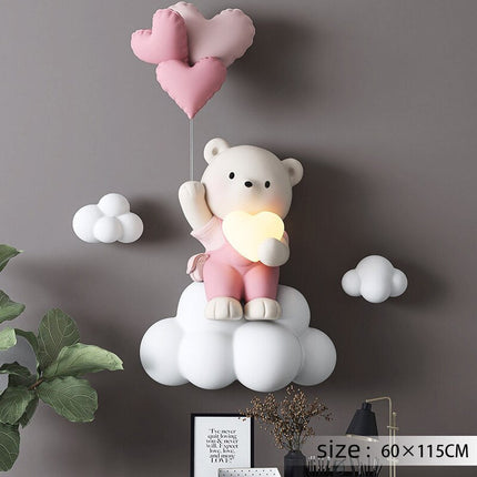 ChandelierDecor - Balloon Bear Statue Wall Hanging Globe Light for Kids Room