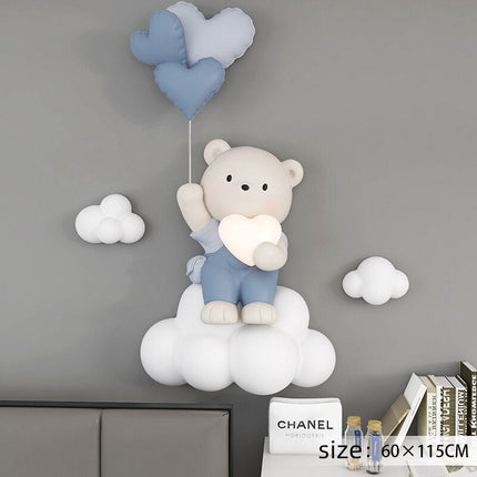 ChandelierDecor - Balloon Bear Statue Wall Hanging Globe Light for Kids Room