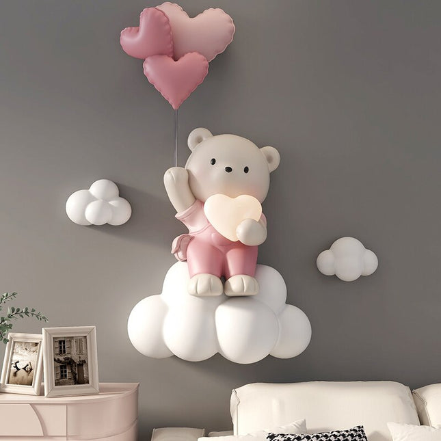 ChandelierDecor - Balloon Bear Statue Wall Hanging Globe Light for Kids Room