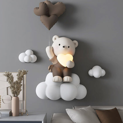 ChandelierDecor - Balloon Bear Statue Wall Hanging Globe Light for Kids Room