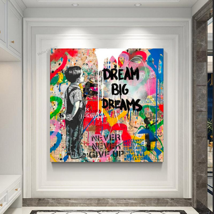 ChandelierDecor - Banksy Artwork Dream Big Dreams Canvas Wall Art