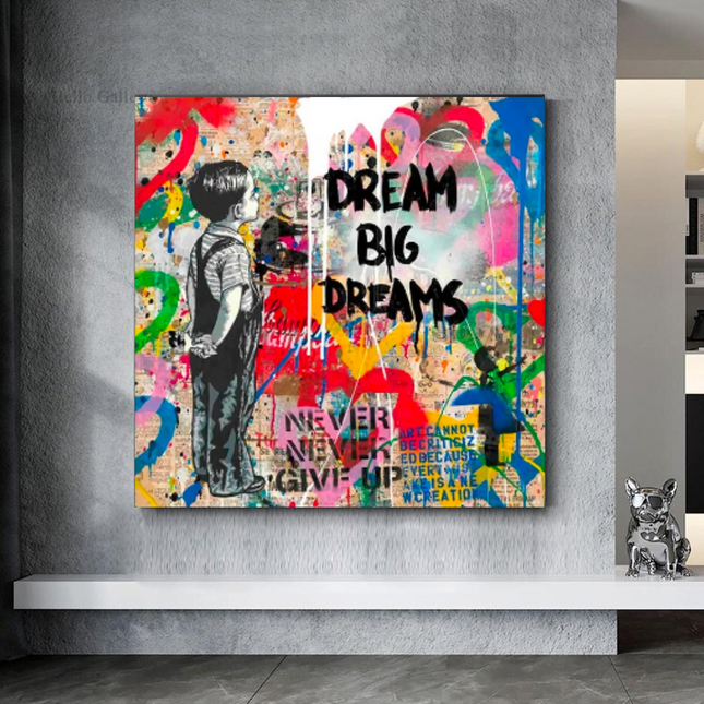 ChandelierDecor - Banksy Artwork Dream Big Dreams Canvas Wall Art