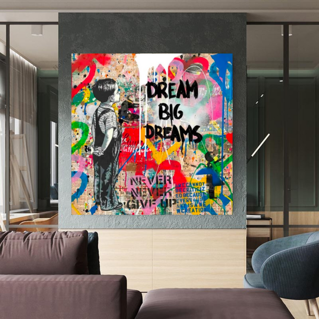 ChandelierDecor - Banksy Artwork Dream Big Dreams Canvas Wall Art