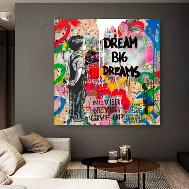 ChandelierDecor - Banksy Artwork Dream Big Dreams Canvas Wall Art