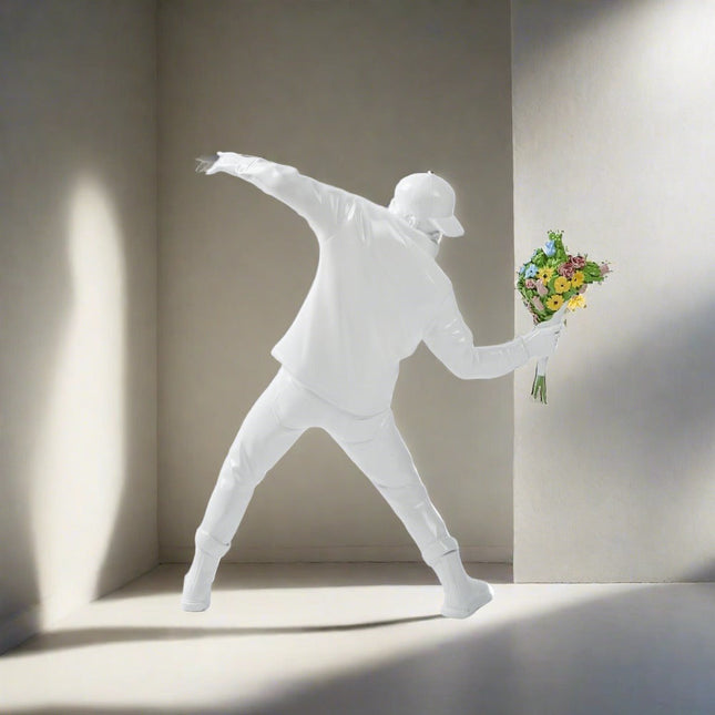 ChandelierDecor - Banksy Flower Bomber Boy Statue Sculpture