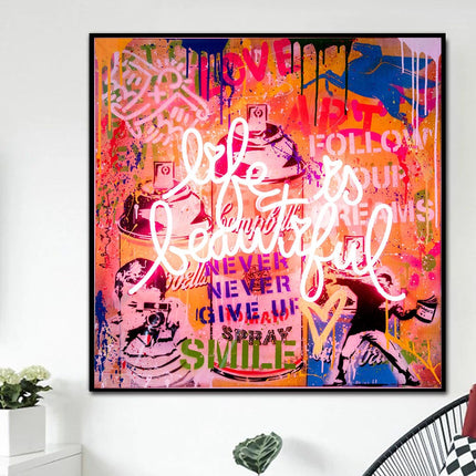 ChandelierDecor - Banksy Life Is Beautiful Canvas Wall Art