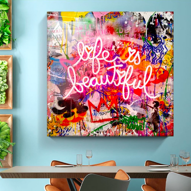 ChandelierDecor - Banksy Life Is Beautiful Canvas Wall Art