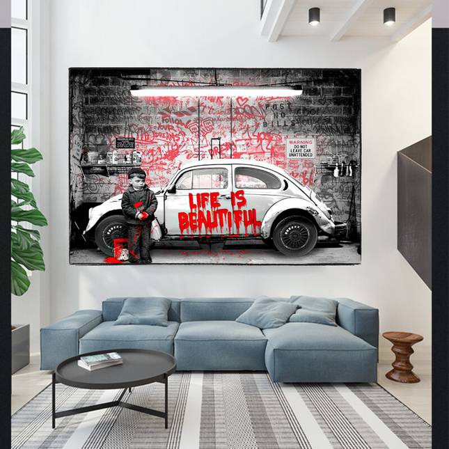 ChandelierDecor - Banksy Life is Beautiful Canvas Wall Art