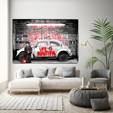 ChandelierDecor - Banksy Life is Beautiful Canvas Wall Art