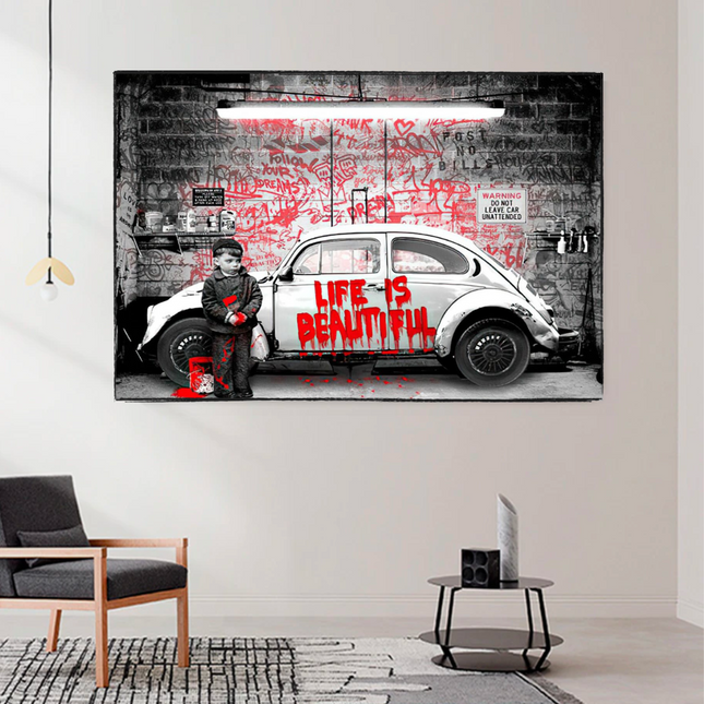 ChandelierDecor - Banksy Life is Beautiful Canvas Wall Art