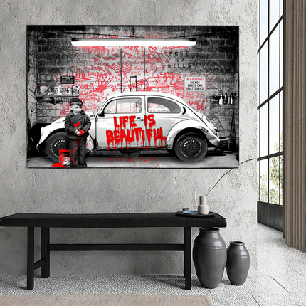 ChandelierDecor - Banksy Life is Beautiful Canvas Wall Art