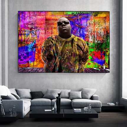 ChandelierDecor - Biggie Smalls Graffiti Rapper The Notorious B.I.G. Canvas Wall Art - Wall Art Decor - Famous Wall Art