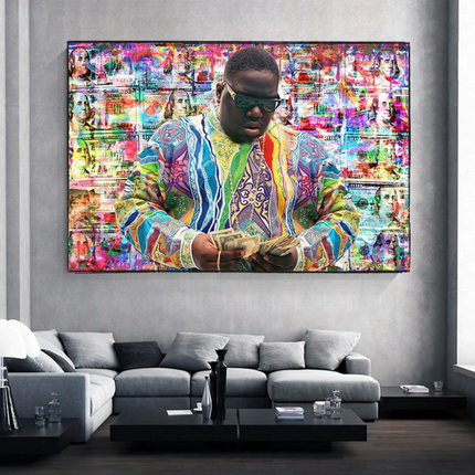 ChandelierDecor - Biggie Smalls Graffiti Rapper The Notorious B.I.G. Canvas Wall Art - Wall Art Decor - Famous Wall Art