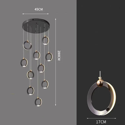 ChandelierDecor - Black Minimalist Rotating Staircase Chandelier