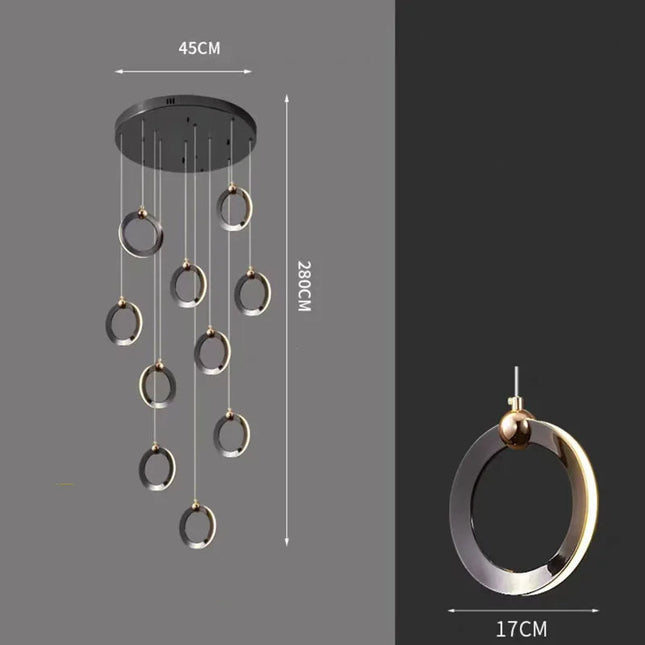 ChandelierDecor - Black Minimalist Rotating Staircase Chandelier