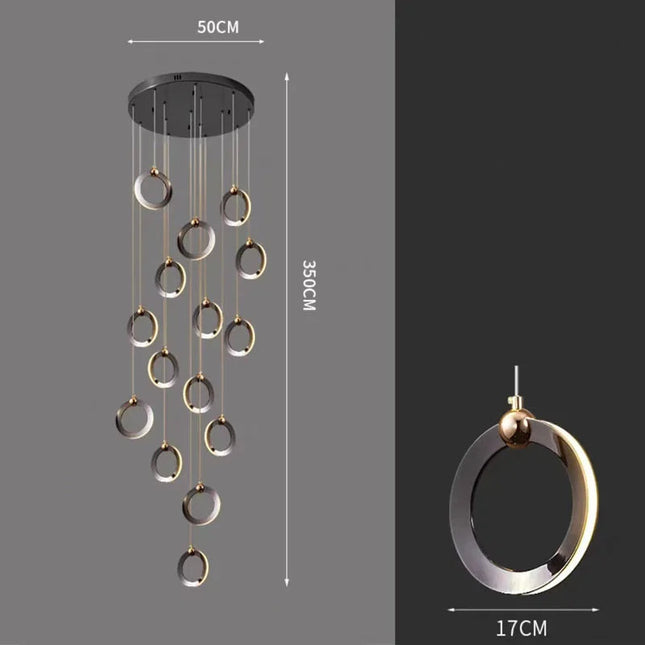 ChandelierDecor - Black Minimalist Rotating Staircase Chandelier