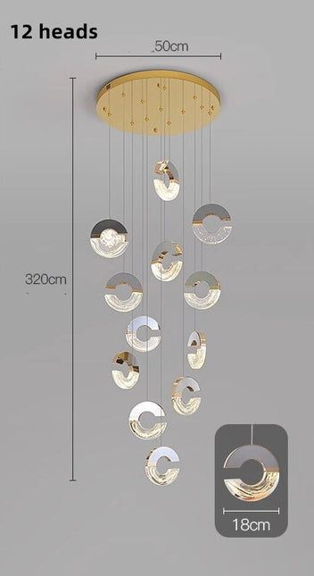 ChandelierDecor - C-shaped Crystal Chandelier: Elegant Lighting Fixture