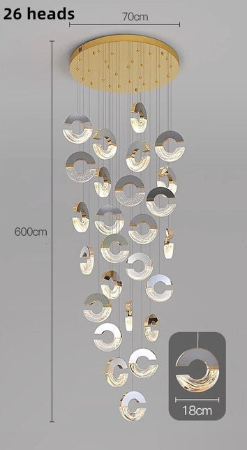 ChandelierDecor - C-shaped Crystal Chandelier: Elegant Lighting Fixture