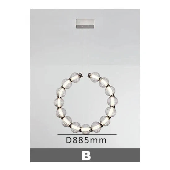 ChandelierDecor - Circular Ring Chrome LED Pearl Chandelier