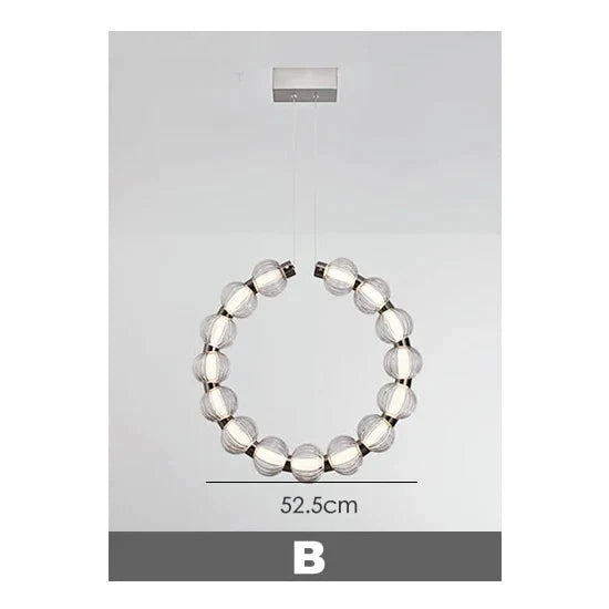 ChandelierDecor - Circular Ring Chrome LED Pearl Chandelier