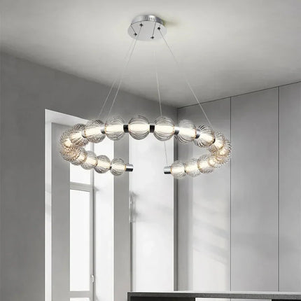 ChandelierDecor - Circular Ring Chrome LED Pearl Chandelier