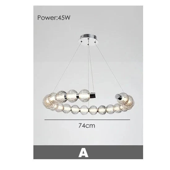 ChandelierDecor - Circular Ring Chrome LED Pearl Chandelier