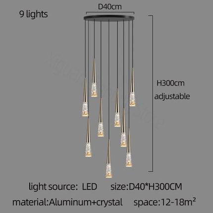 ChandelierDecor - Crystal Cones Staircase Chandelier - Stunning Ambiance