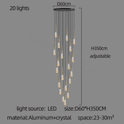 ChandelierDecor - Crystal Cones Staircase Chandelier - Stunning Ambiance