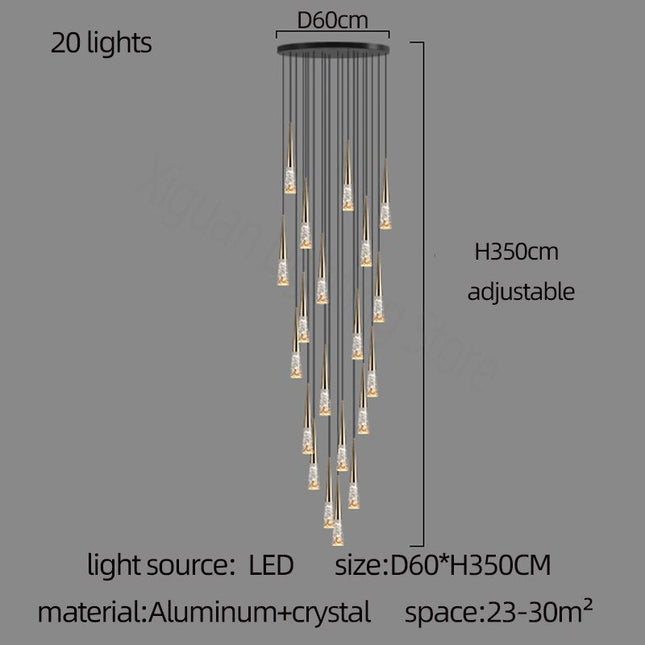 ChandelierDecor - Crystal Cones Staircase Chandelier - Stunning Ambiance