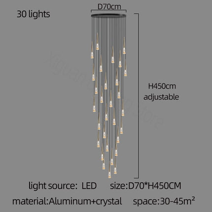 ChandelierDecor - Crystal Cones Staircase Chandelier - Stunning Ambiance