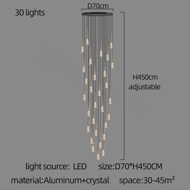 ChandelierDecor - Crystal Cones Staircase Chandelier - Stunning Ambiance