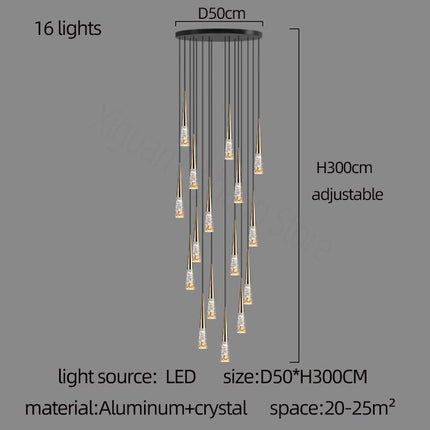 ChandelierDecor - Crystal Cones Staircase Chandelier - Stunning Ambiance