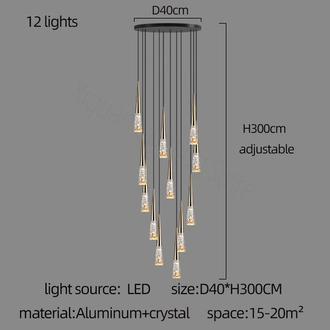ChandelierDecor - Crystal Cones Staircase Chandelier - Stunning Ambiance