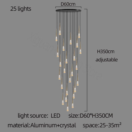 ChandelierDecor - Crystal Cones Staircase Chandelier - Stunning Ambiance