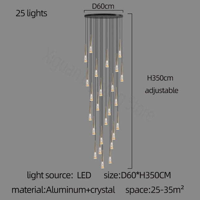 ChandelierDecor - Crystal Cones Staircase Chandelier - Stunning Ambiance
