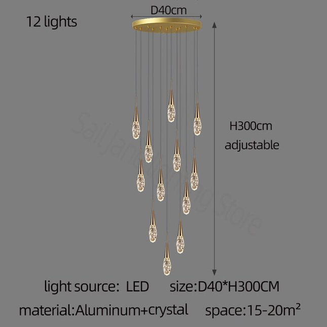 ChandelierDecor - Crystal Cones Staircase Chandelier – Stunning Elegance