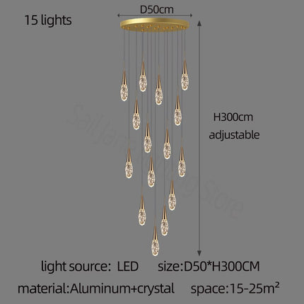 ChandelierDecor - Crystal Cones Staircase Chandelier – Stunning Elegance