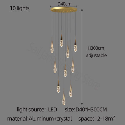 ChandelierDecor - Crystal Cones Staircase Chandelier – Stunning Elegance