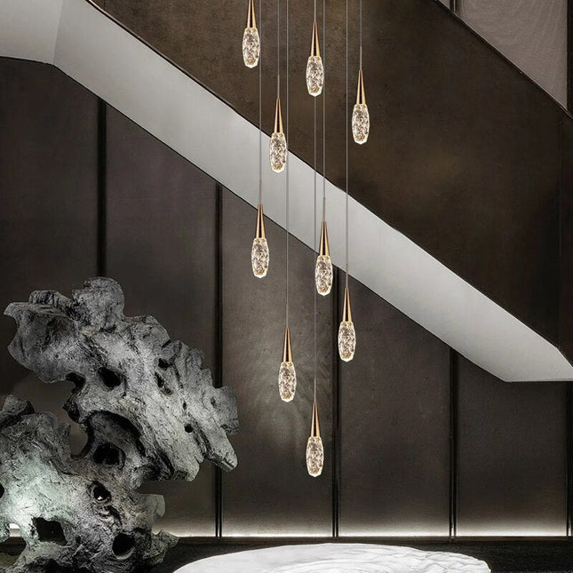 ChandelierDecor - Crystal Cones Staircase Chandelier – Stunning Elegance