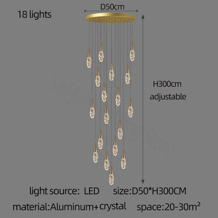 ChandelierDecor - Crystal Cones Staircase Chandelier – Stunning Elegance
