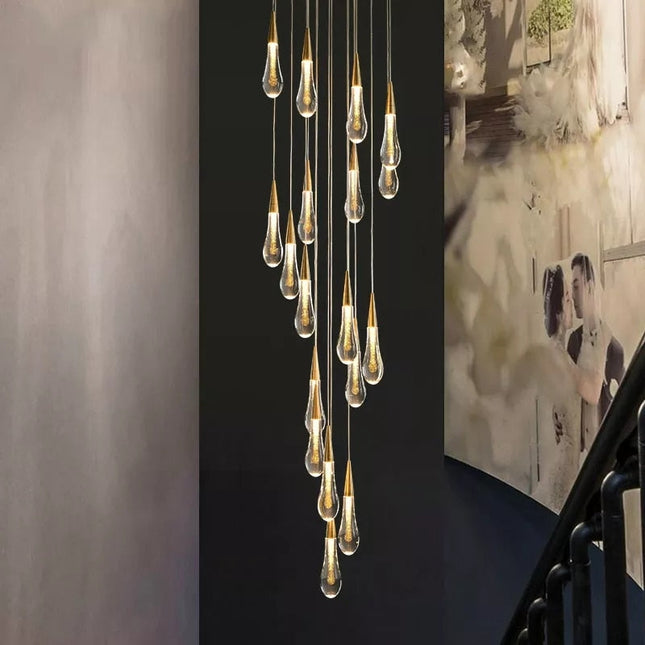 ChandelierDecor - Crystal Drops Staircase Chandelier: Elegant Lighting