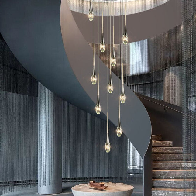 ChandelierDecor - Crystal Drops Staircase Chandelier - Exquisite Home Lighting