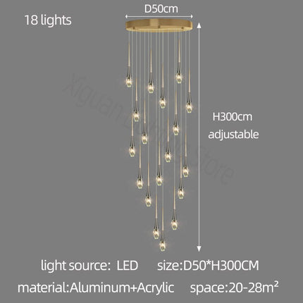 ChandelierDecor - Crystal Drops Staircase Chandelier - Exquisite Home Lighting