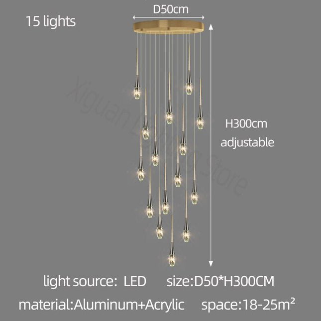 ChandelierDecor - Crystal Drops Staircase Chandelier - Exquisite Home Lighting