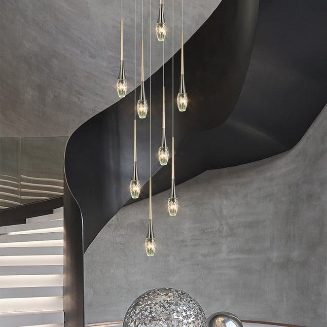 ChandelierDecor - Crystal Drops Staircase Chandelier - Exquisite Home Lighting