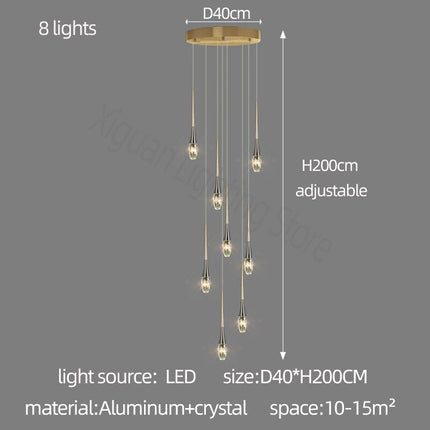 ChandelierDecor - Crystal Drops Staircase Chandelier - Exquisite Home Lighting