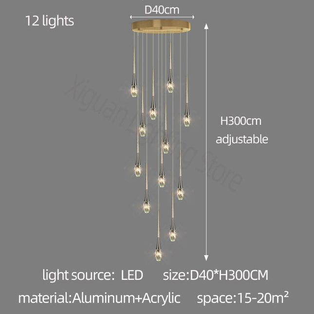 ChandelierDecor - Crystal Drops Staircase Chandelier - Exquisite Home Lighting
