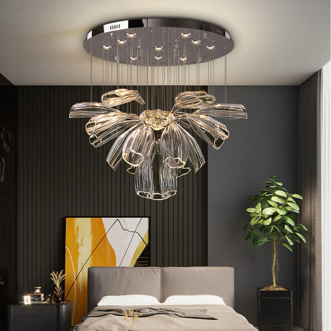 ChandelierDecor - Crystal Glass Petals Chandelier: Elegant Lighting Fixtures