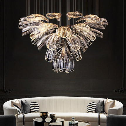 ChandelierDecor - Crystal Glass Petals Chandelier: Elegant Lighting Fixtures