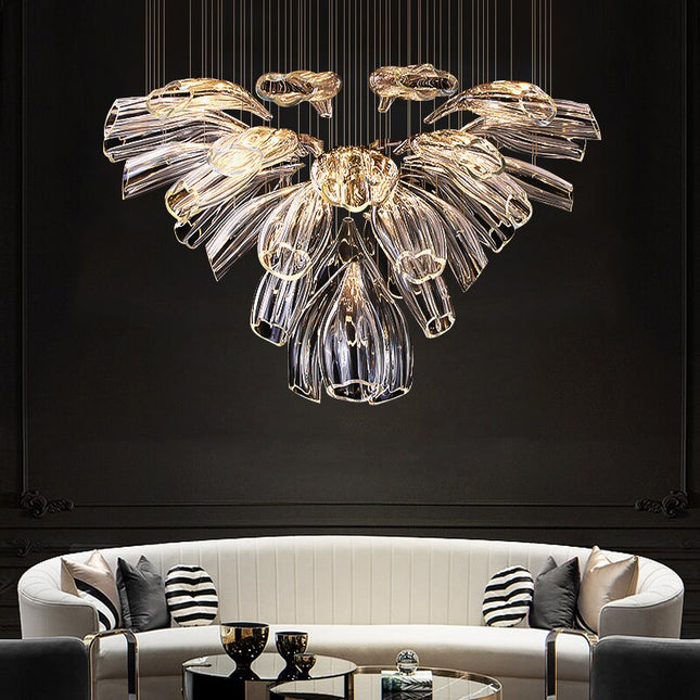 ChandelierDecor - Crystal Glass Petals Chandelier: Elegant Lighting Fixtures
